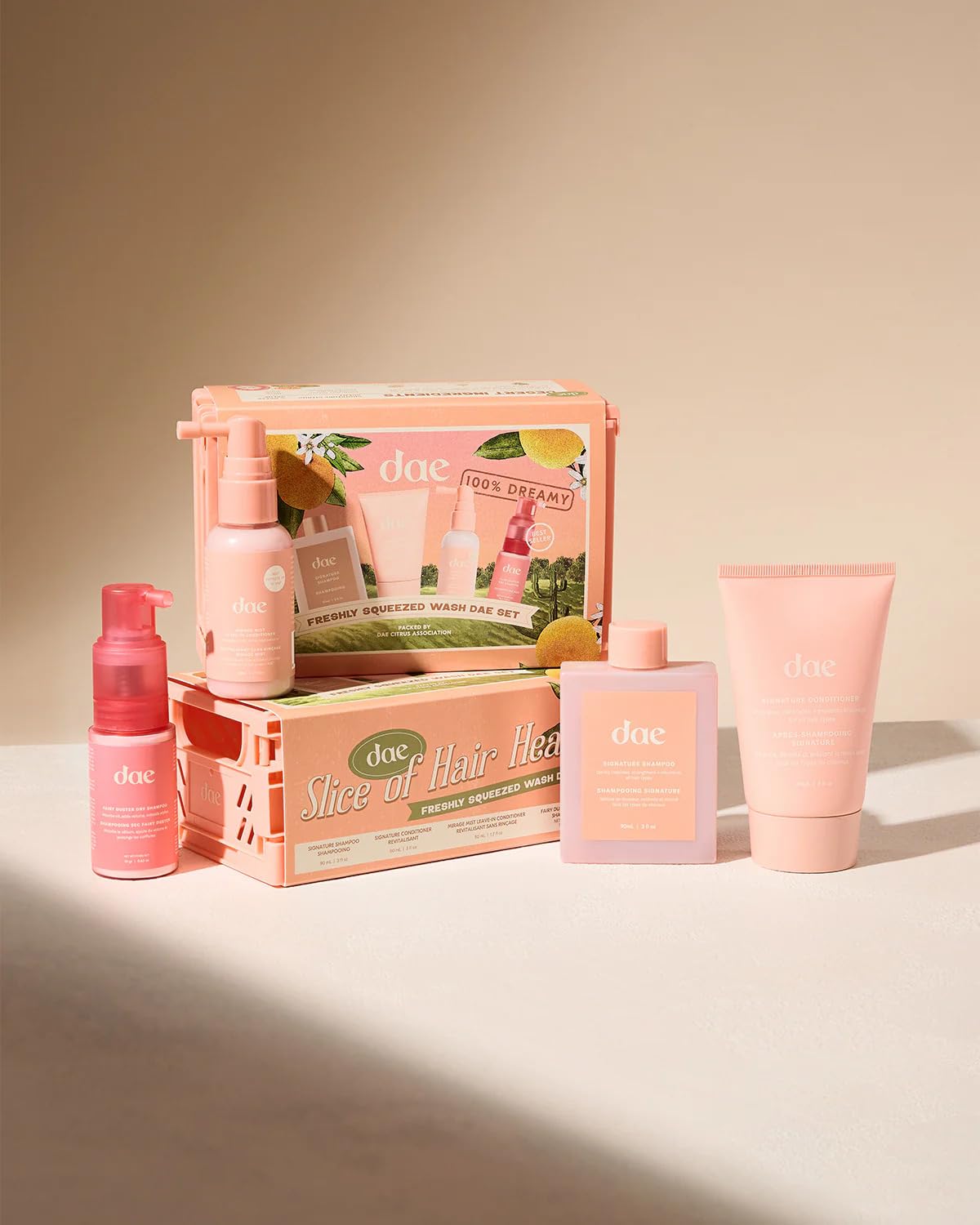 DAE Freshly Squeezed Wash Set bottle for a refreshing cleanse and daily hair care