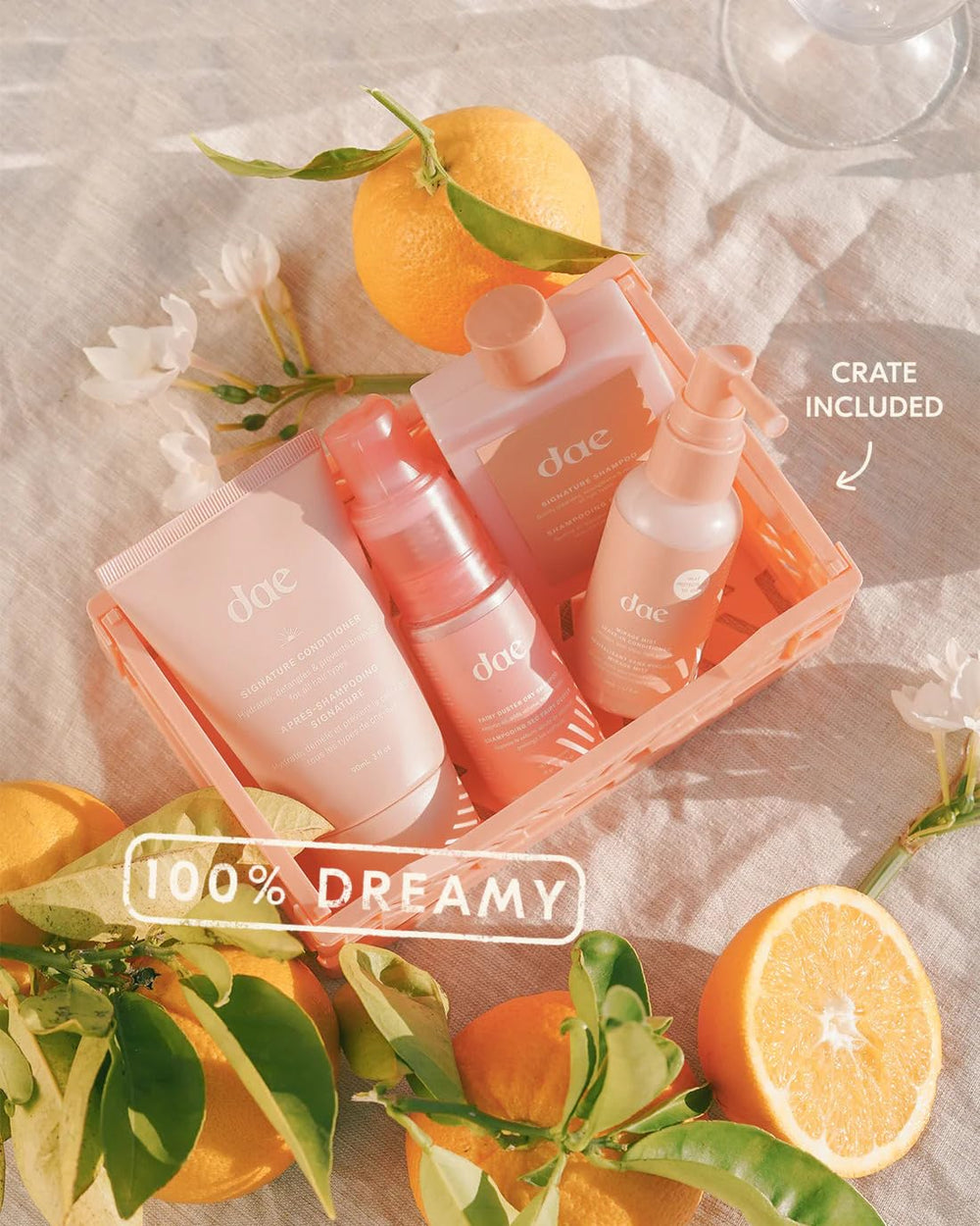 DAE Freshly Squeezed Wash Set packaging on table hints giftable packaging and travel-friendly use