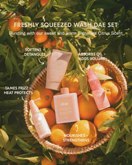 DAE Freshly Squeezed Wash Set label highlighting natural ingredients for a gentle cleanse