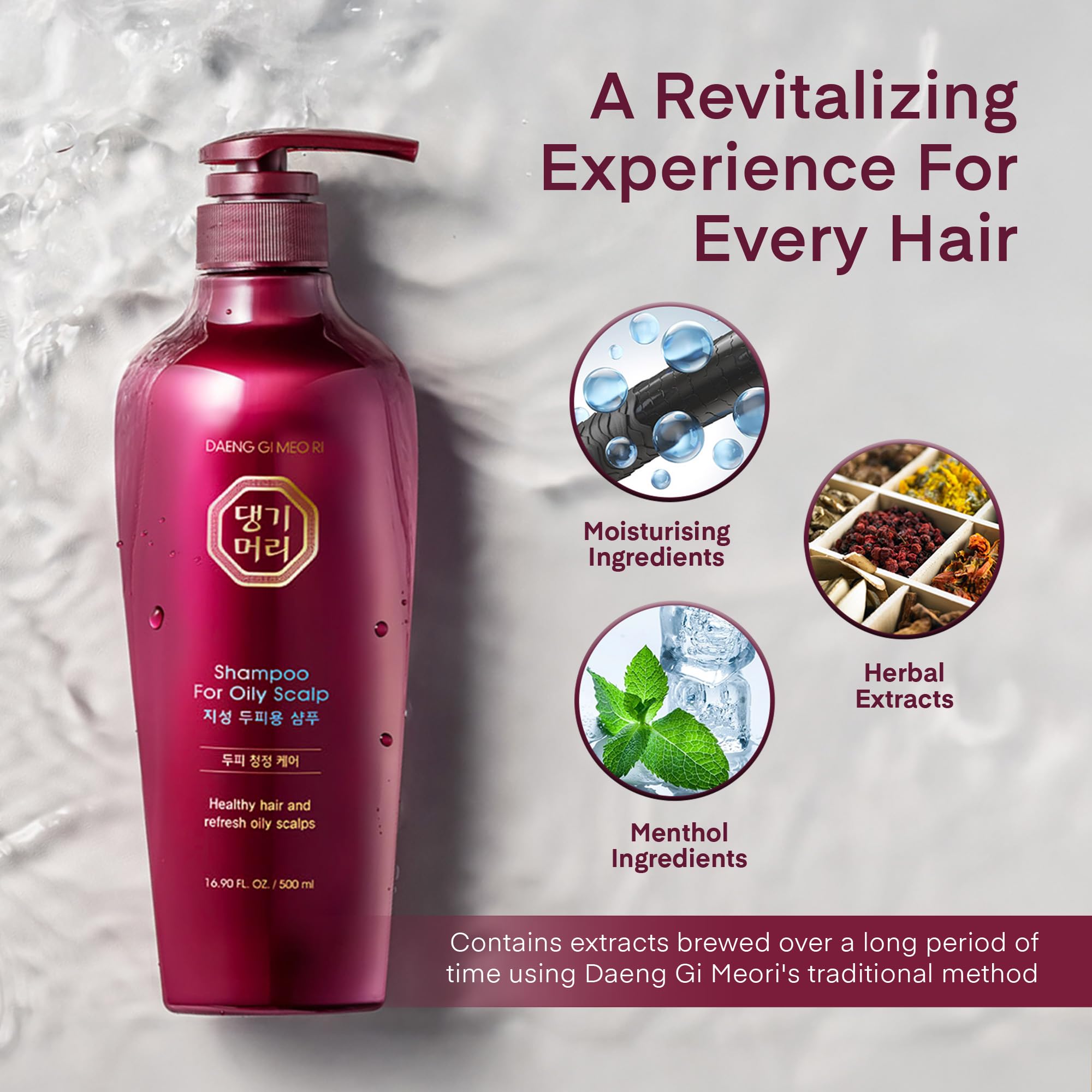 Daeng Gi Meo Ri Herbal Shampoo supports balanced scalp and renewed feel between washes
