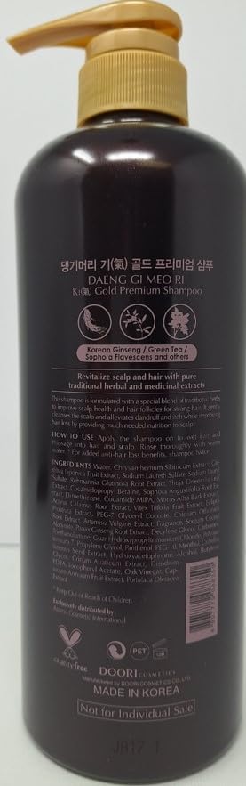 Ginseng extract note signaling revitalizing hair care formula.