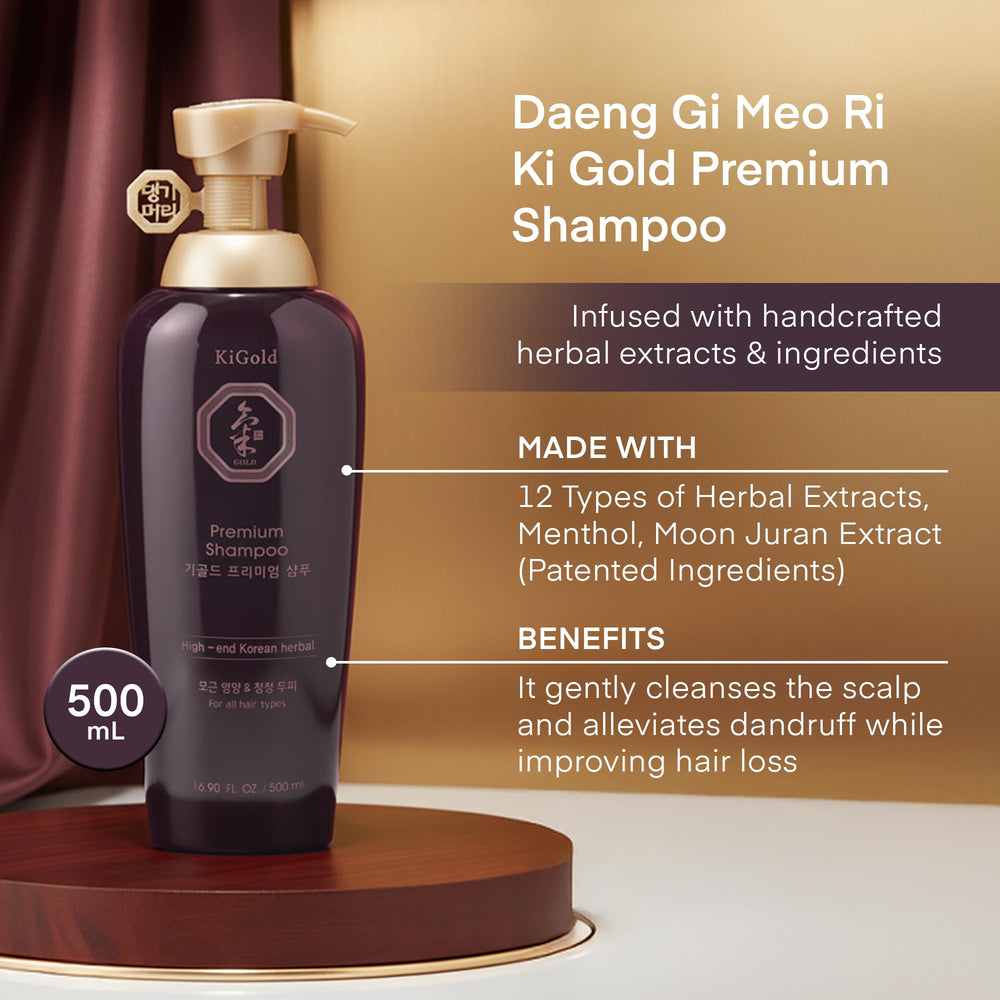 Daeng Gi Meo Ri Ki Gold Premium Shampoo scalp closeup with cooling menthol