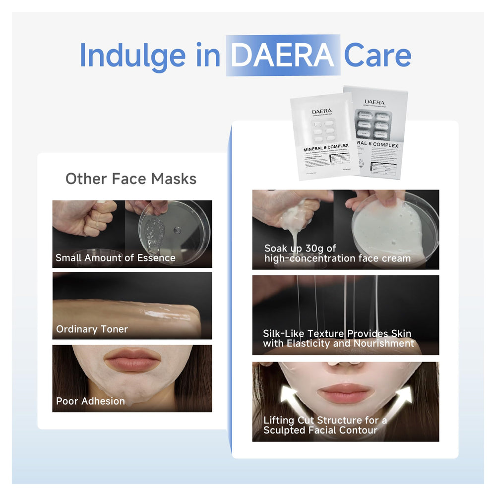 Weekly glow care with DAERA mask shown in use.