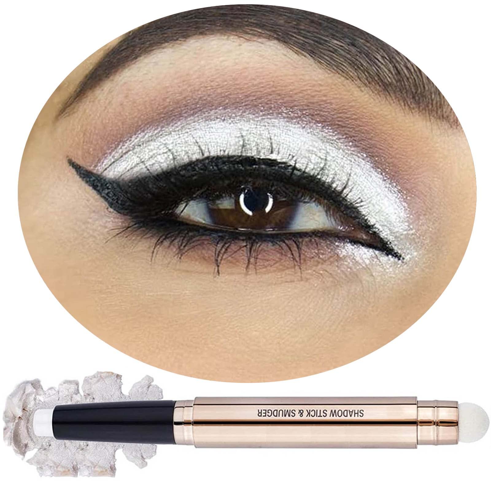 Daeuwiutr white eyeshadow stick with built-in brush for precise blending