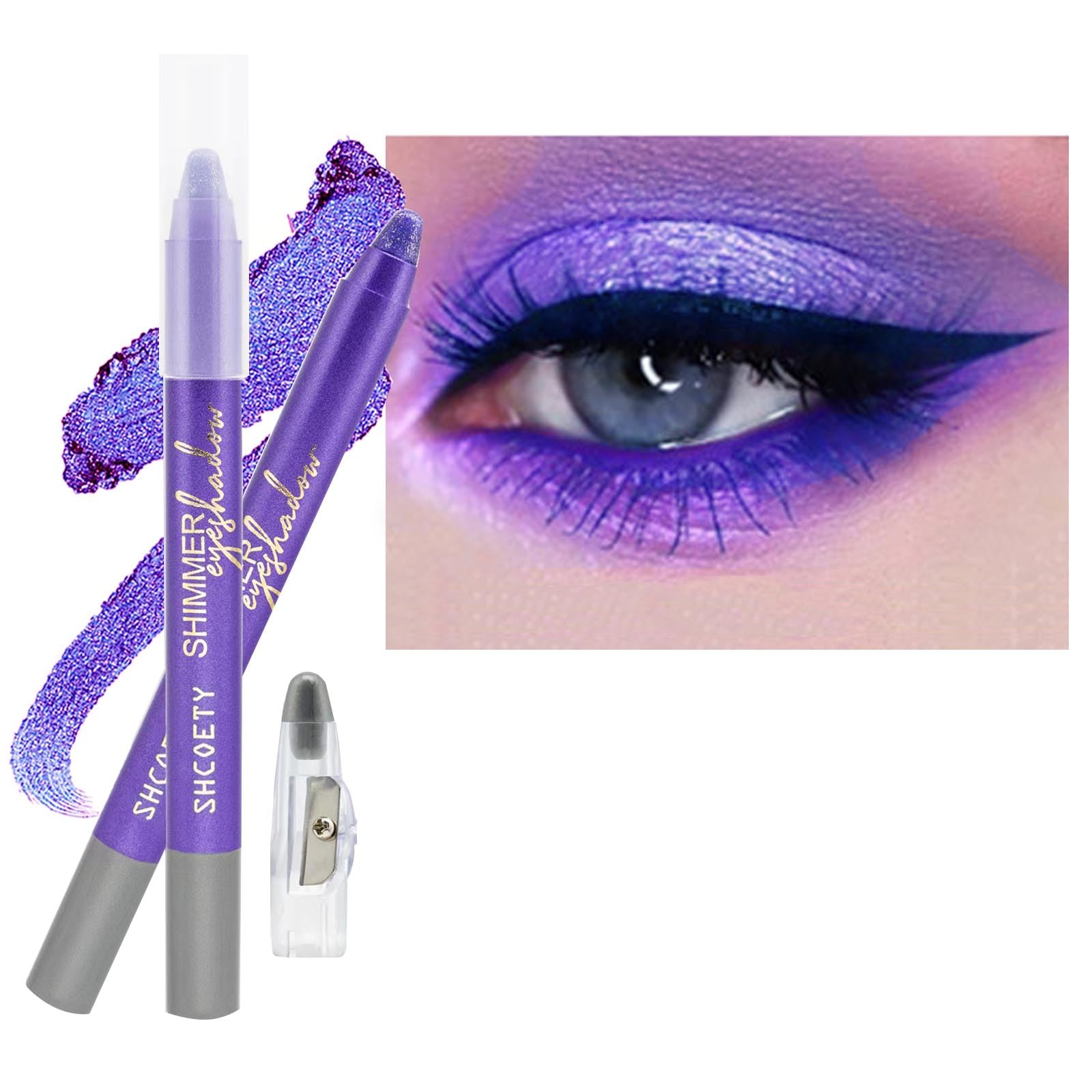 Daeuwiutr purple eyeshadow stick closeup showing rich shimmer for versatile eye looks.