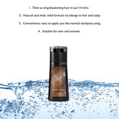 DafPrauy Polar Hair Dye Shampoo shows color coverage on gray hair.