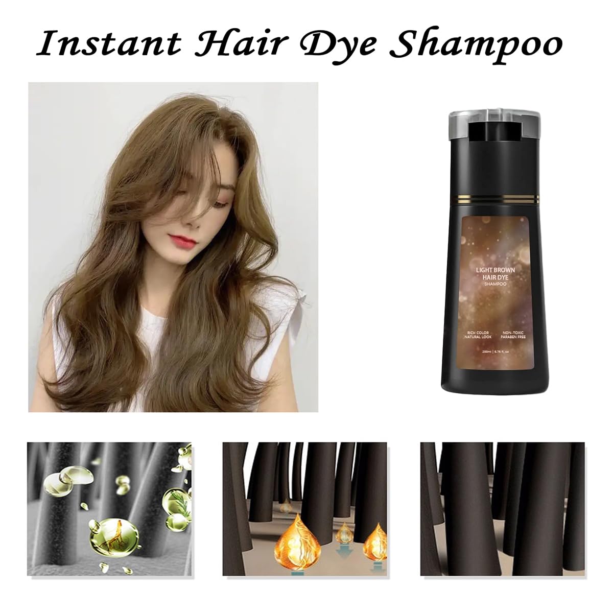 DafPrauy Polar Hair Dye Shampoo foam applies evenly for natural-looking roots.