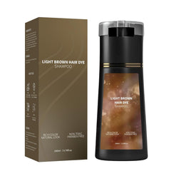 DafPrauy Polar Hair Dye Shampoo bottle pours light brown color for quick coverage.
