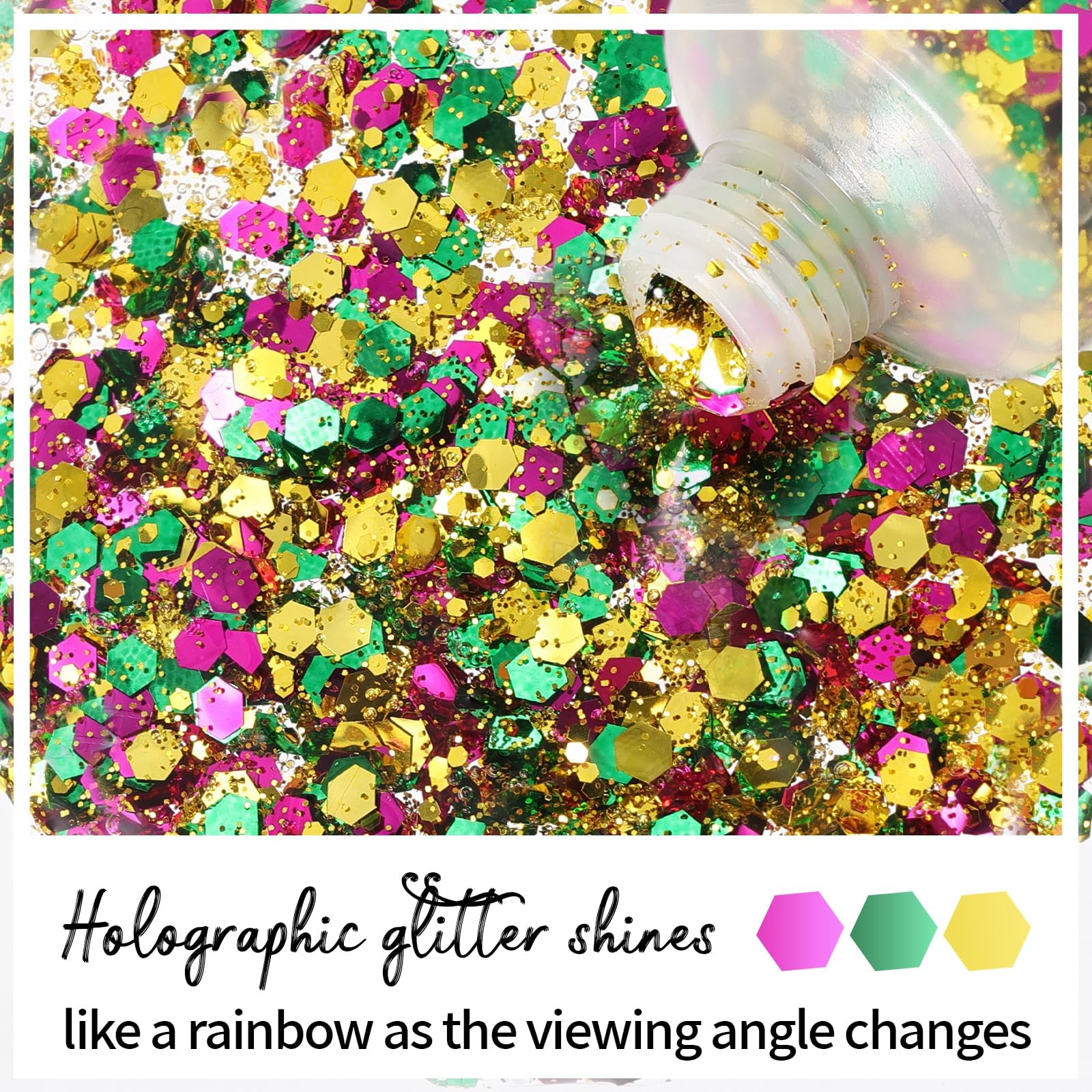 DAGEDA carnival glitter for hair and eyes adds instant festival drama.