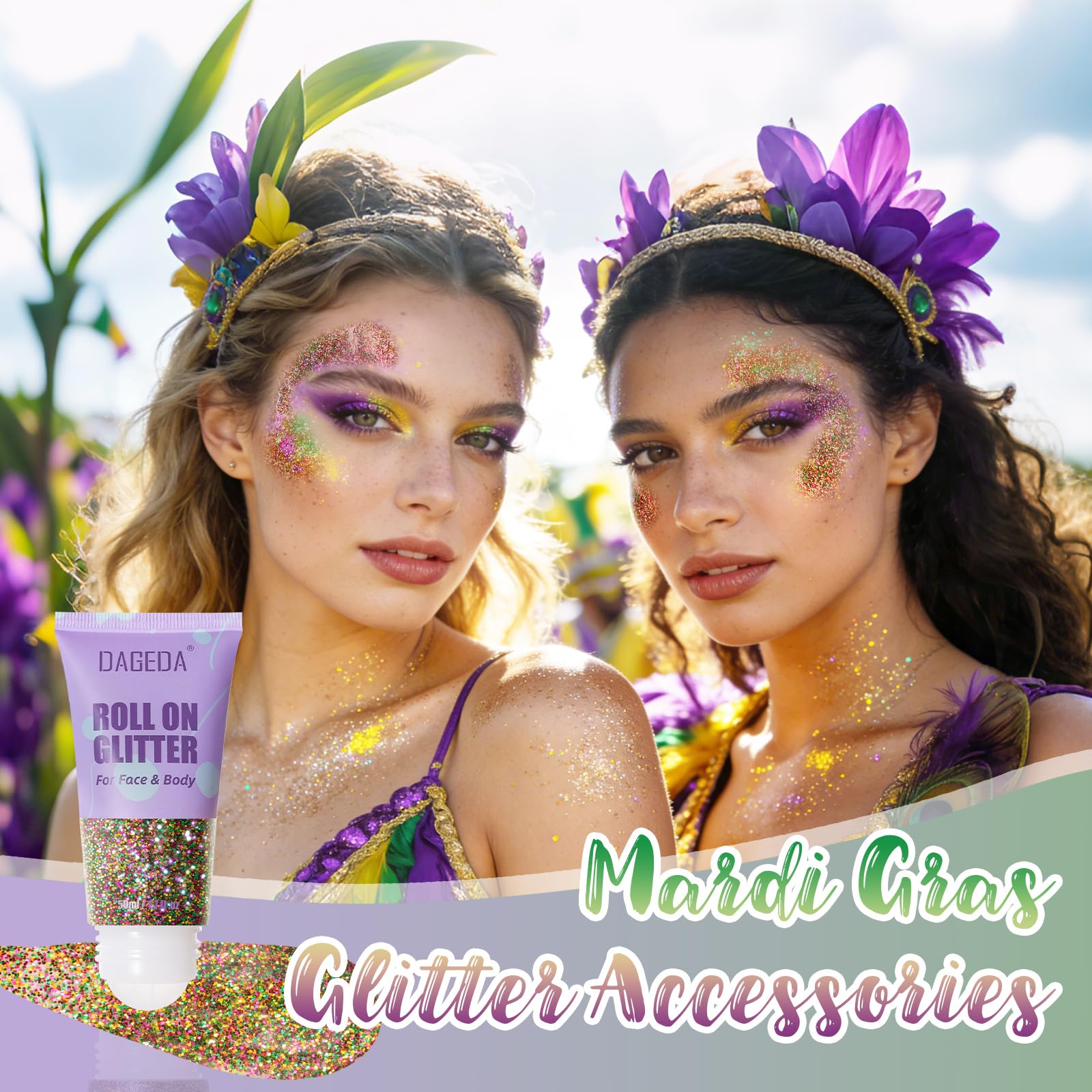 DAGEDA holographic roller applies glitter evenly for quick touch-ups.