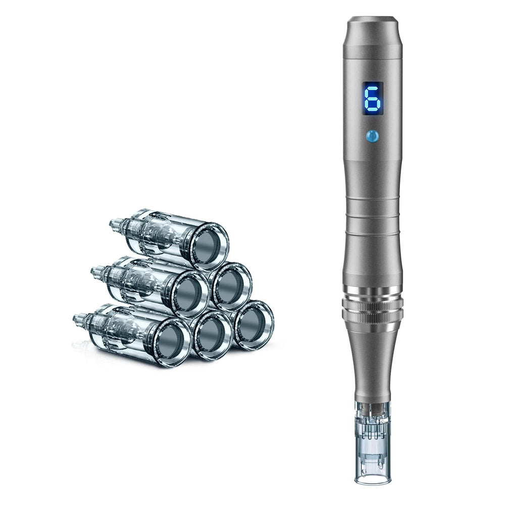 DAHOZE microneedling stamp pen in use as a simple at-home tool.