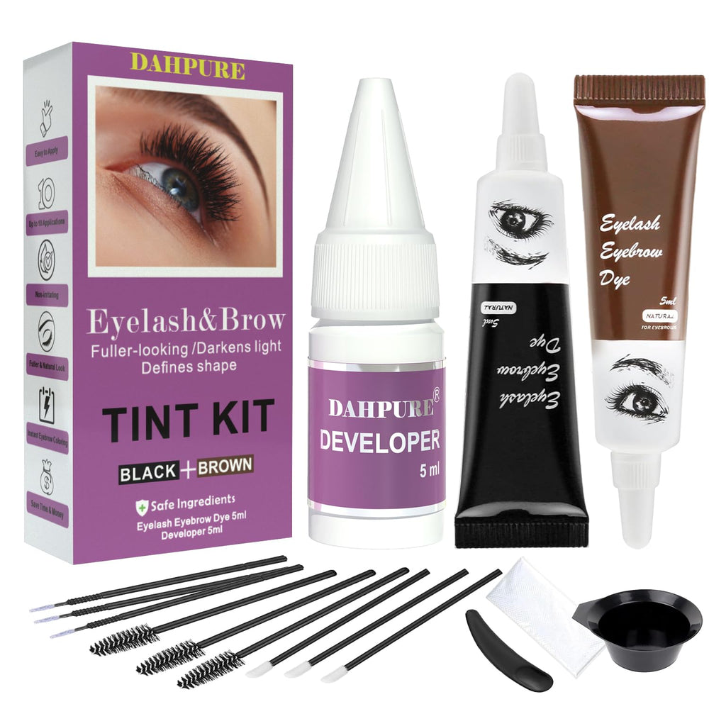 DAHPURE Eyelash and Eyebrow Color Kit packaging for convenient DIY coloring.
