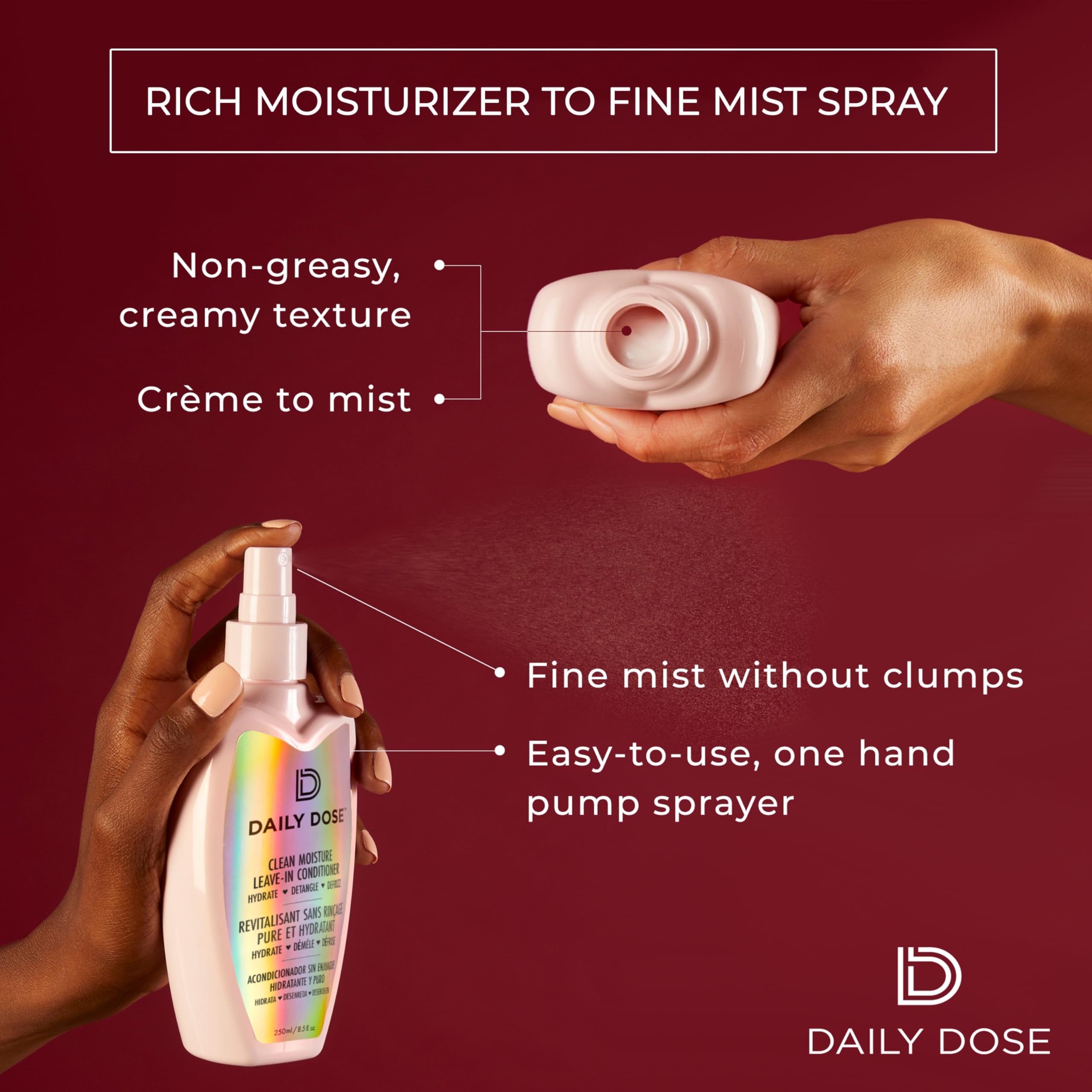 Daily Dose Cruelty-free logo highlights ethical, vegan hair care.