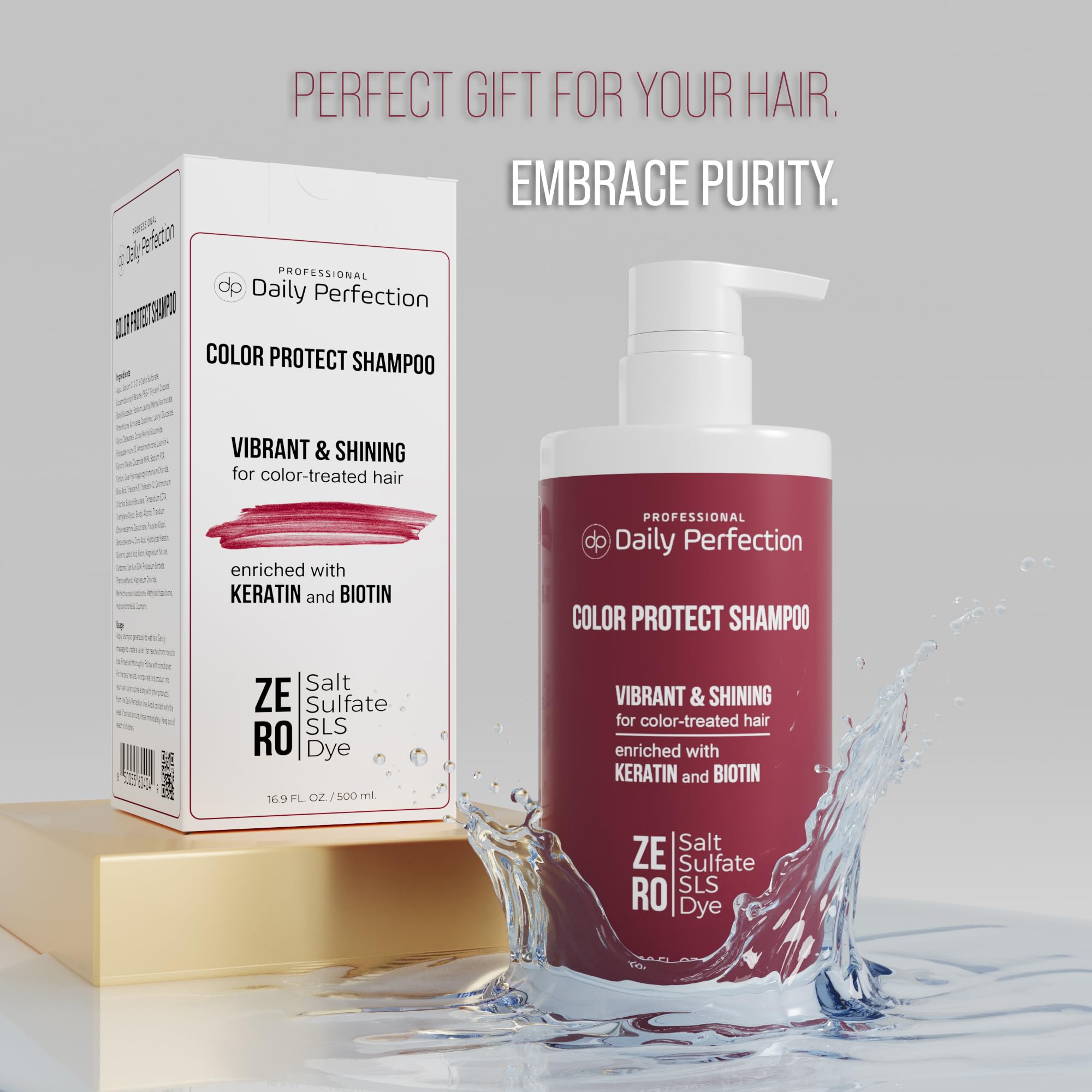 Daily Perfection Color Protect Shampoo pour creates rich lather for color care
