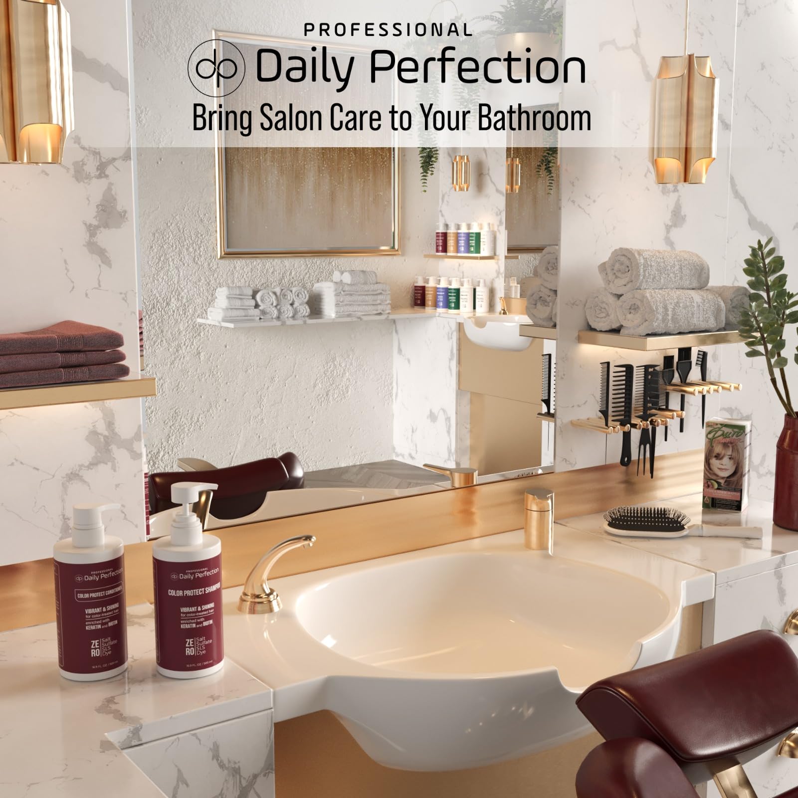 Salon-grade Daily Perfection bottle communicates premium formulation