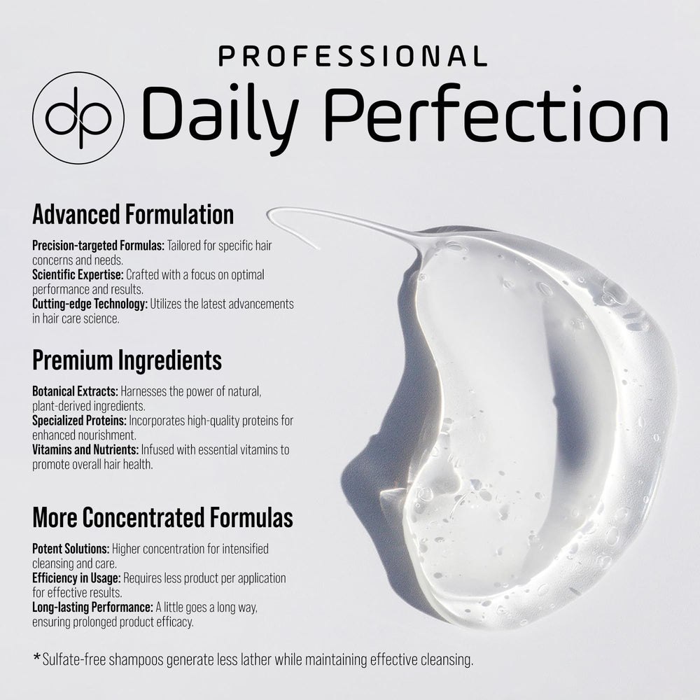 Daily Perfection shampoo in spa-like bathroom signaling premium care