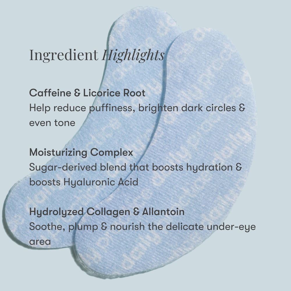Daily Practice Brighten & Hydrate patches brighten the eye area.
