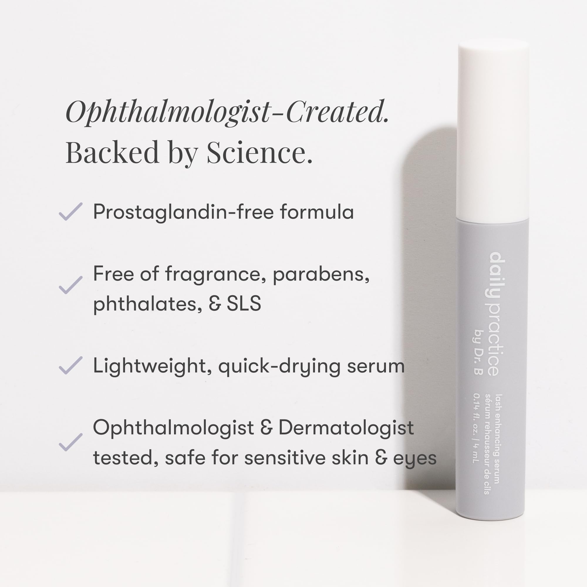 Daily Practice precision applicator enables targeted lash line application.