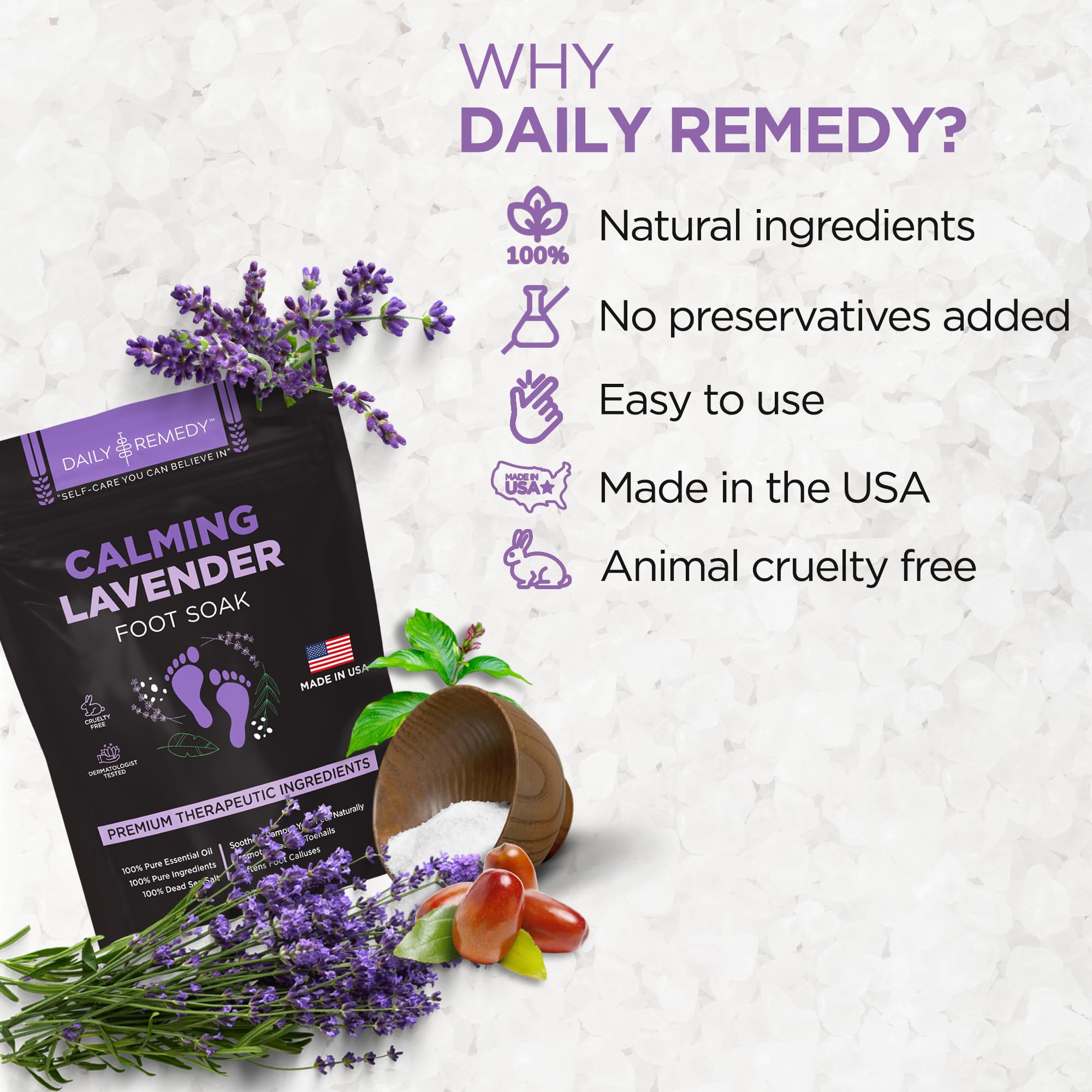 Daily Remedy Foot Soak targets athlete's foot odors and overall foot freshness.