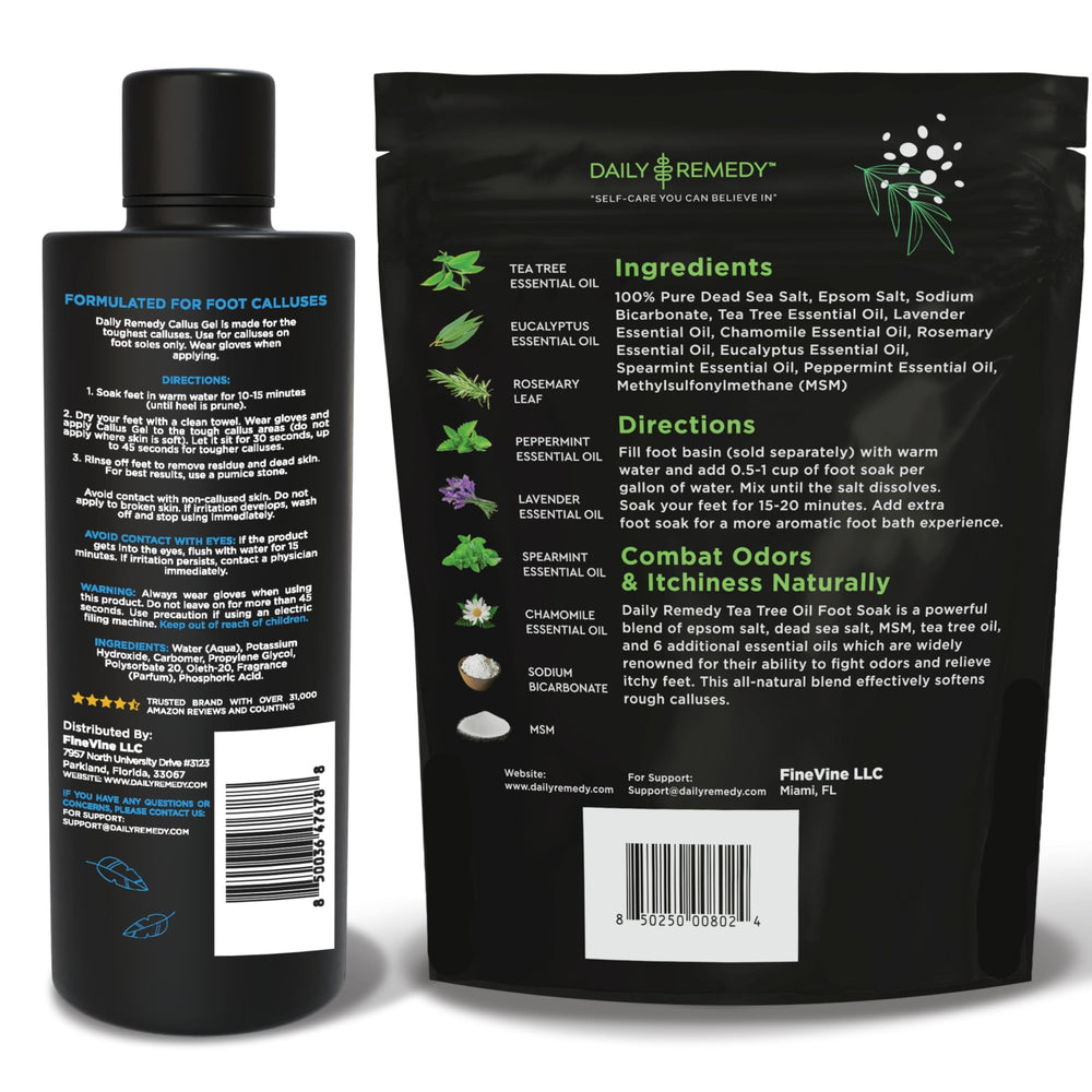 Daily Remedy Bouteille Gel Callosités Pieds, dosage précis et contrôle.