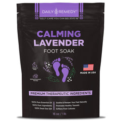 Daily Remedy Calming Lavender Foot Soak bottle for soothing at-home foot care.
