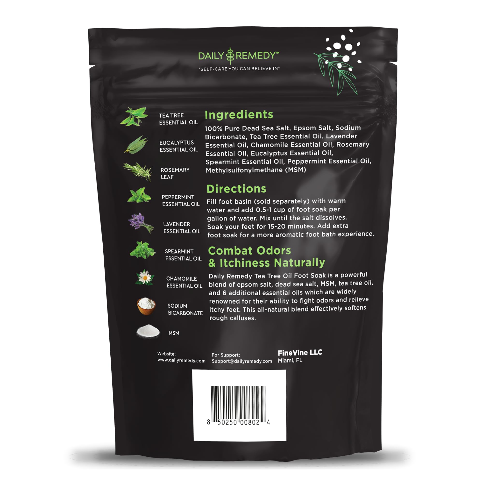 Daily Remedy foot soak dissolving salts in water to soften calluses and nails.