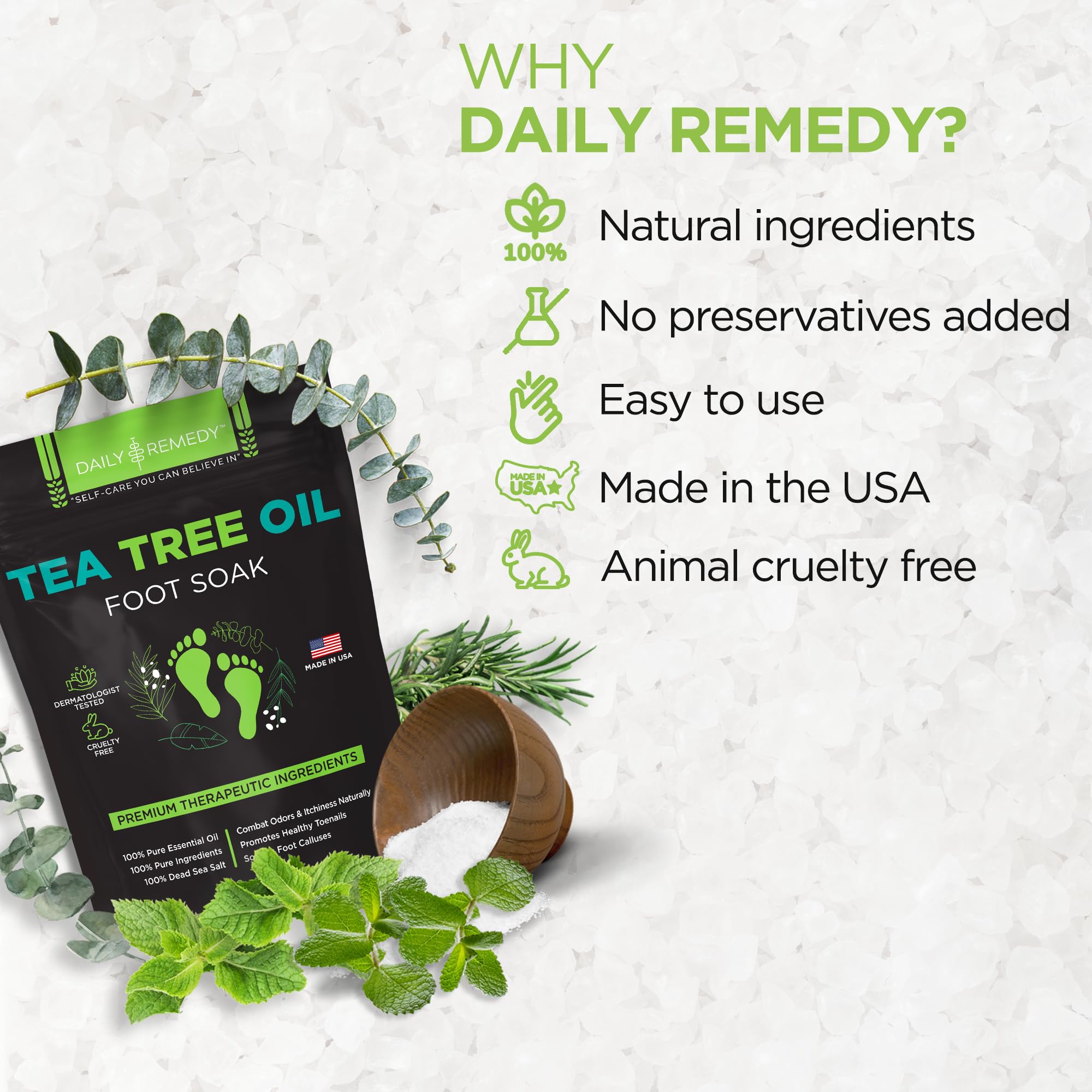 Daily Remedy Tea Tree Foot Soak for post-workout foot refreshment.