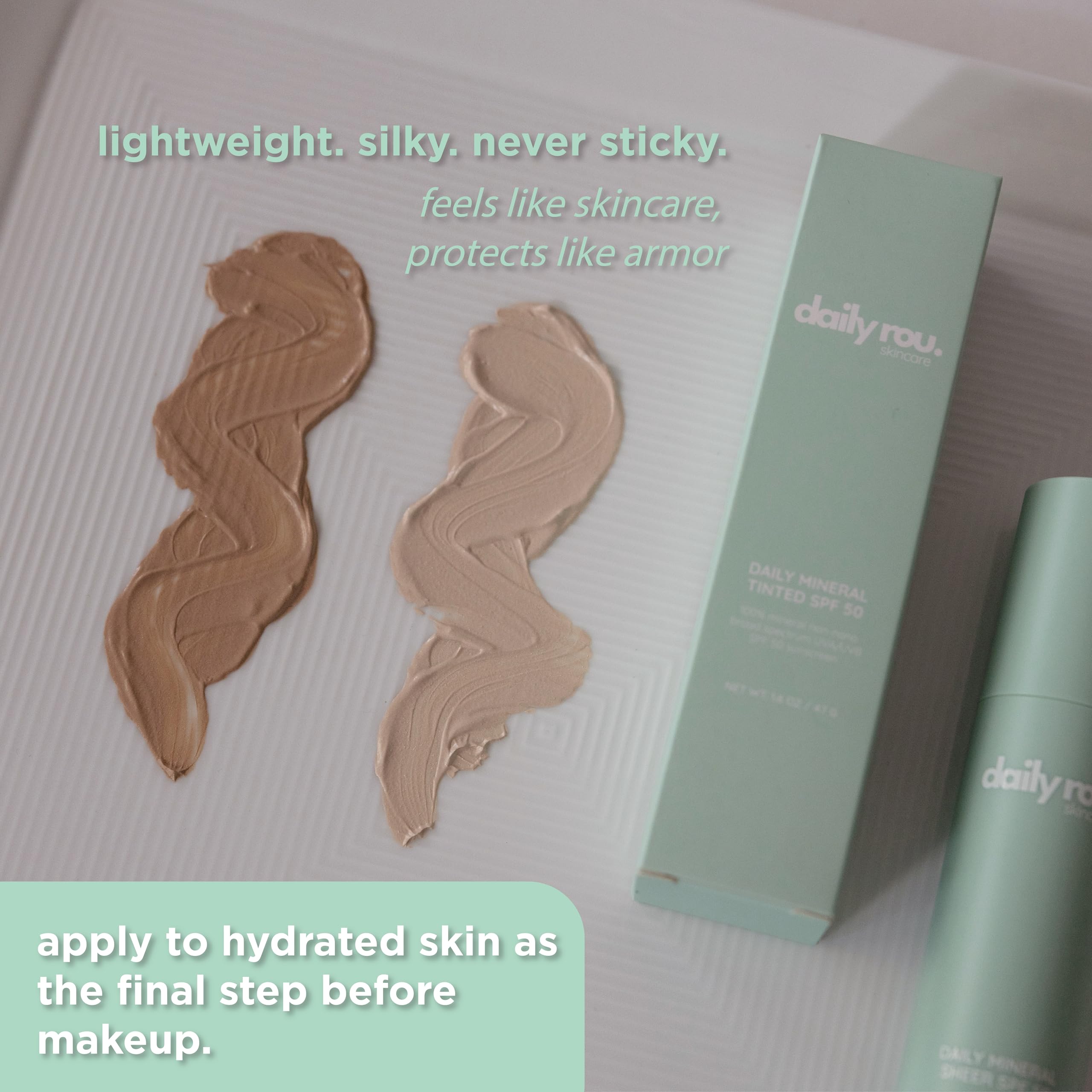 Reef-safe DailyRou sunscreen highlighted as ocean-friendly skincare.