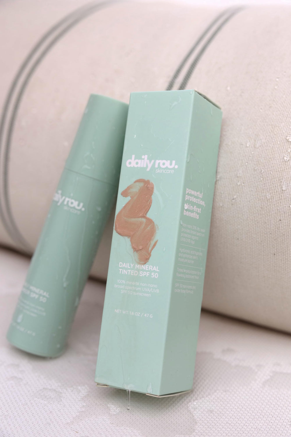 Sunscreen being applied with a light, non-greasy finish from DailyRou.