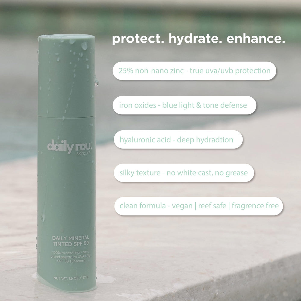 Vegan, cruelty-free DailyRou sunscreen signaled on packaging for clean care.