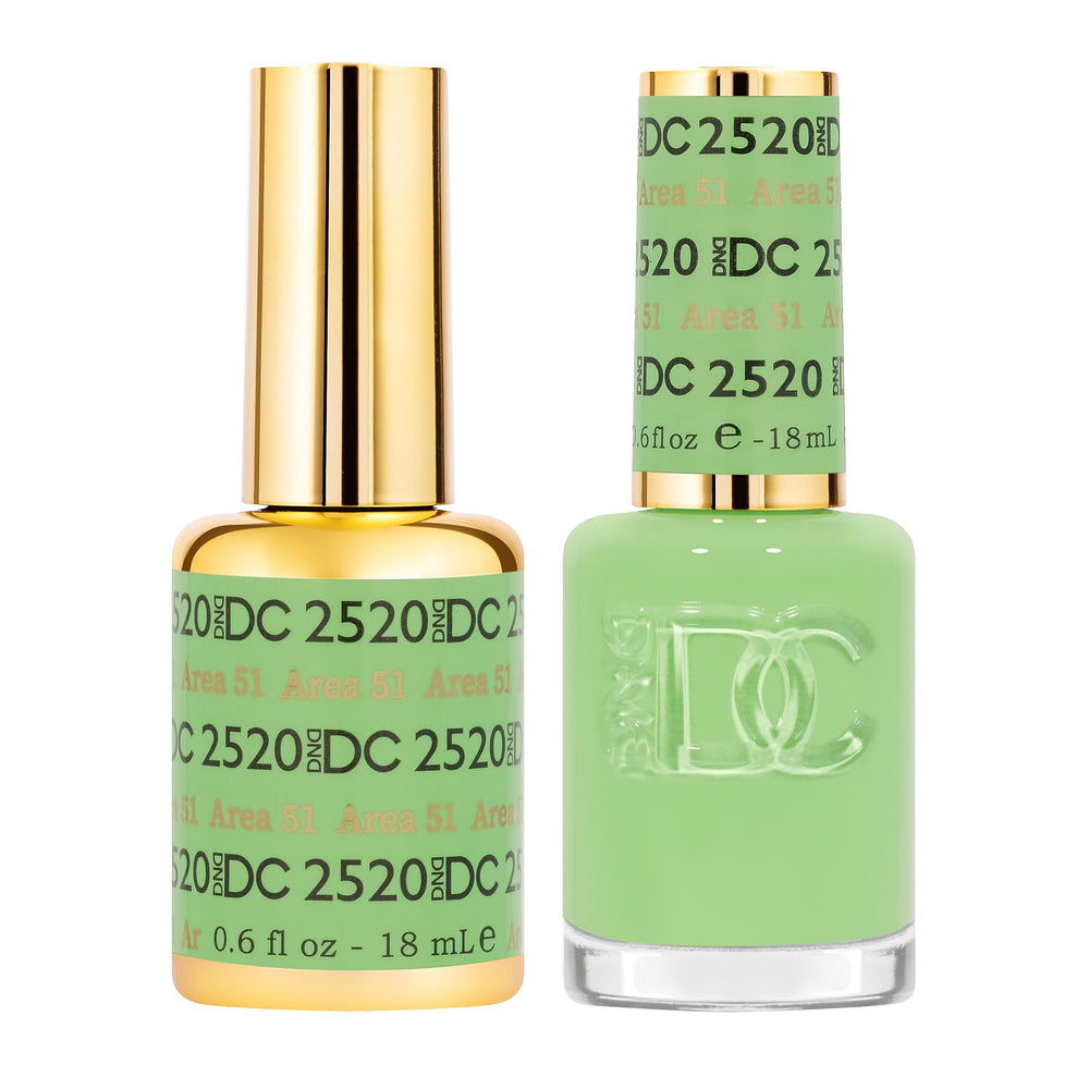 DAISY DND Area 51 gel polish bottle with creamy light-green finish for chic nails