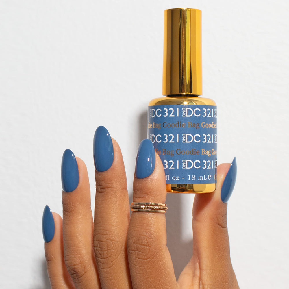 DND DC Blue Collection swatch card shows rich pigmentation and smooth, long-lasting finish.