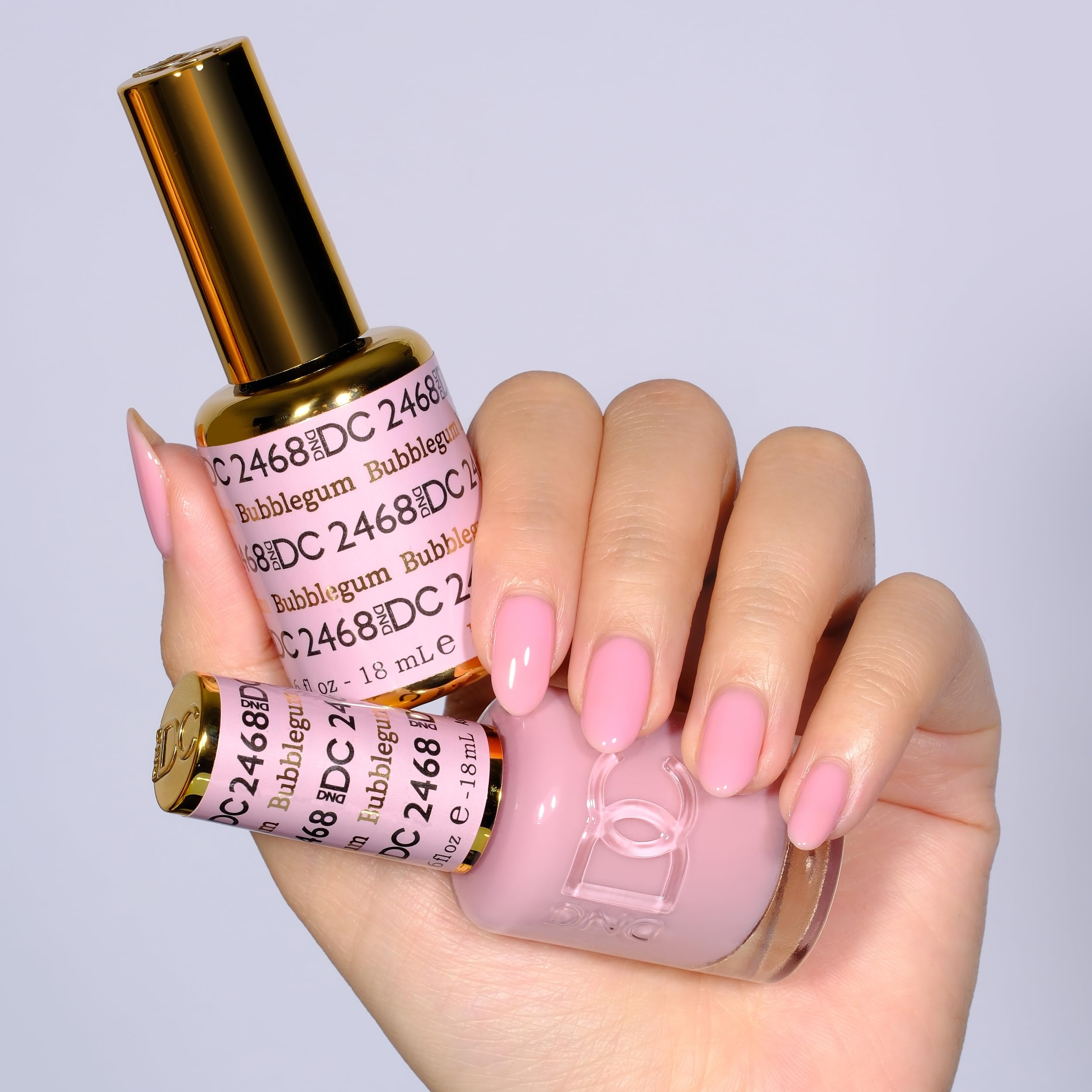 Daisy DND DC Gel Polish Bubblegum 2468 color swatches demonstrate shade depth and buildable coverage