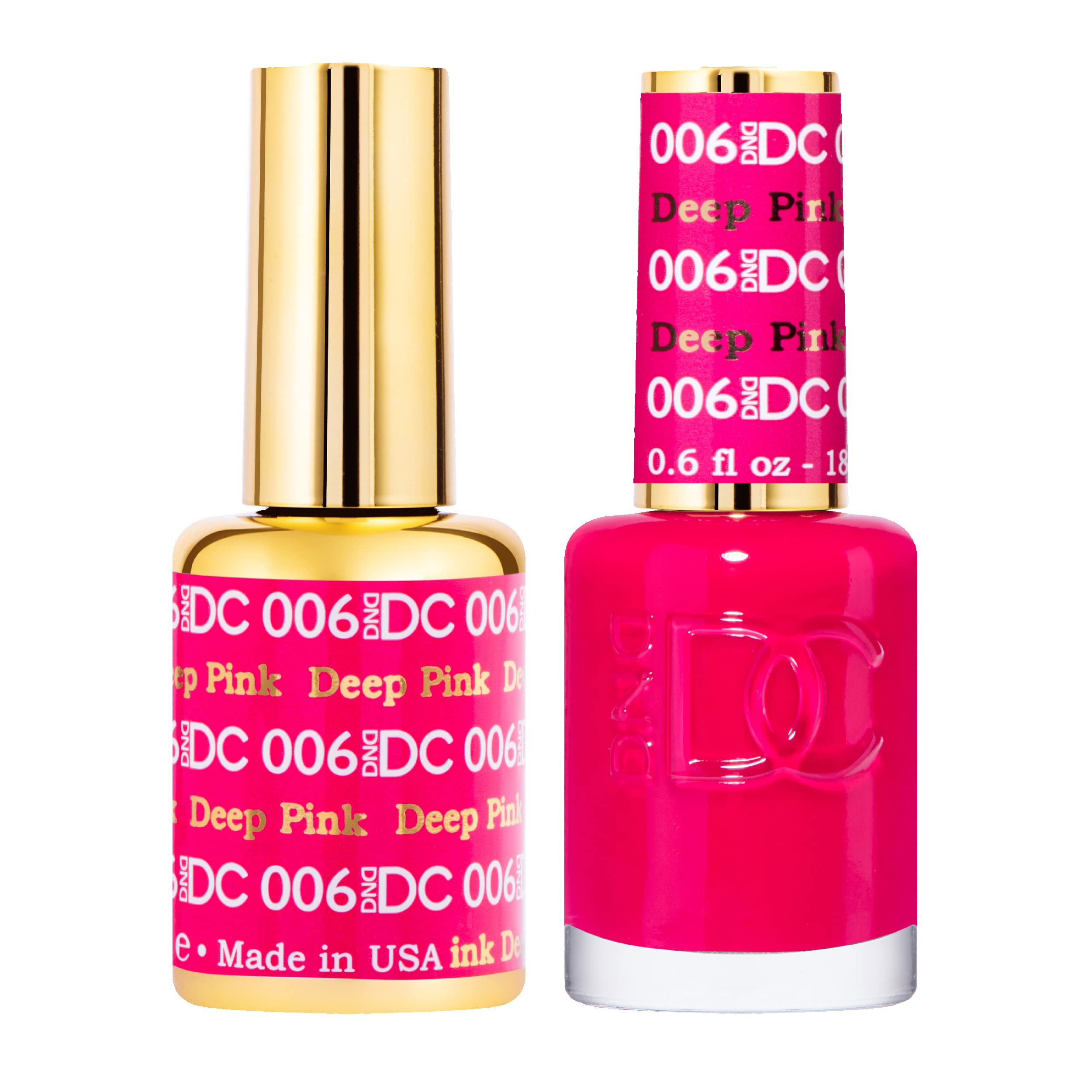 DAISY DND DC gel polish 006 deep pink bottle swatch for glossy chip-free color