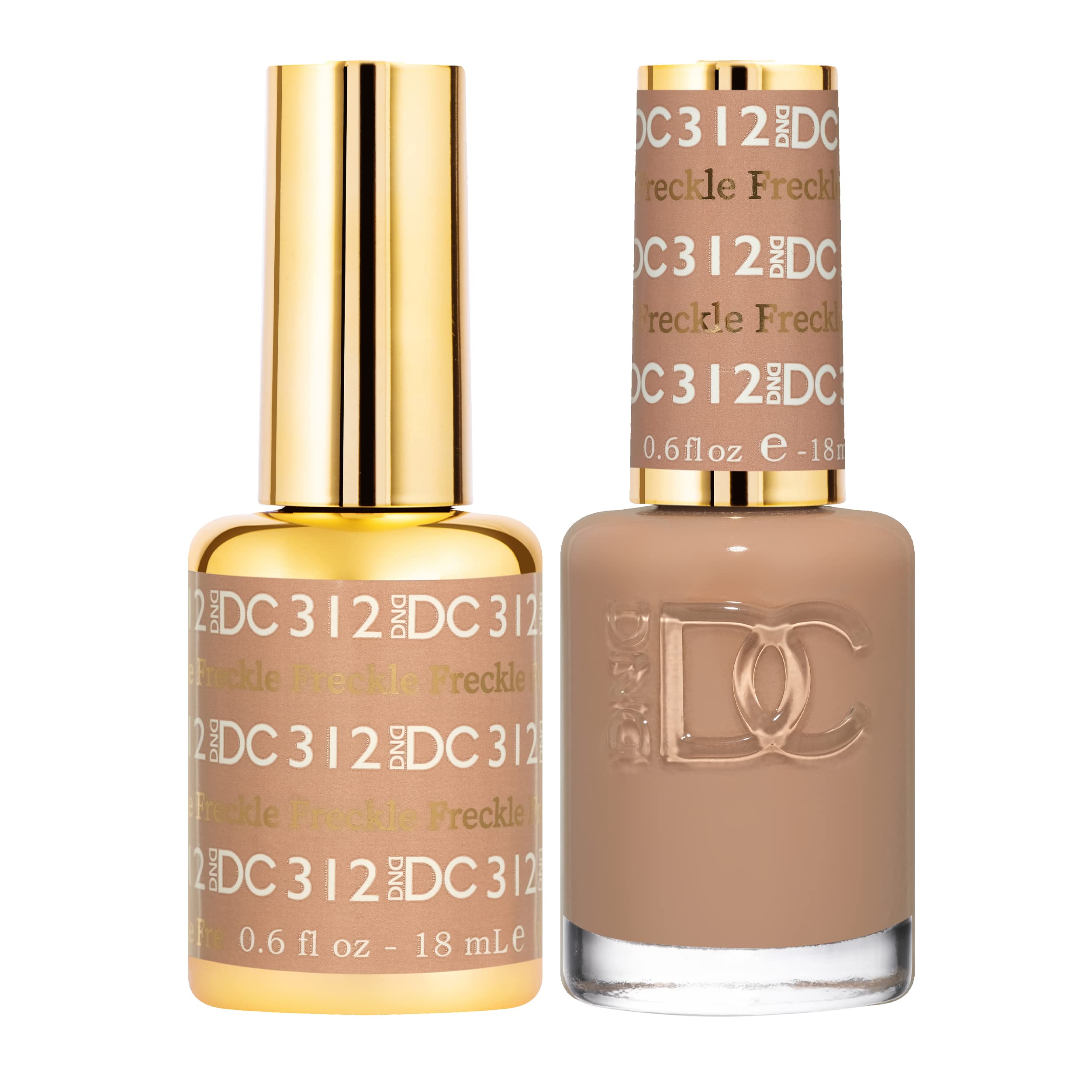 DAISY DND Freckle 312 gel polish swatch for natural nude nails and long-lasting shine