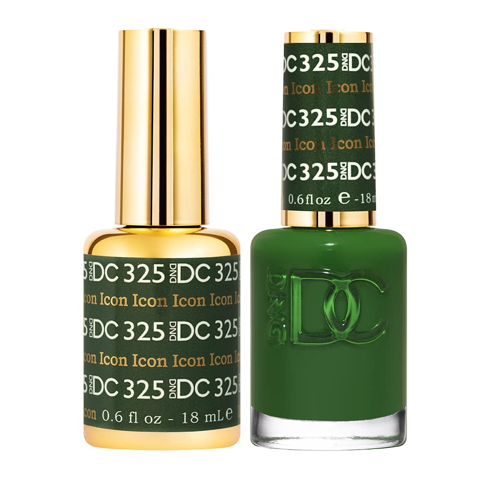 DAISY DND DC gel polish bottle in green collection with hunter green and gold undertones for long wear.