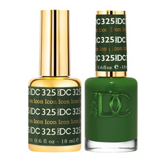 DAISY DND DC gel polish bottle in green collection with hunter green and gold undertones for long wear.