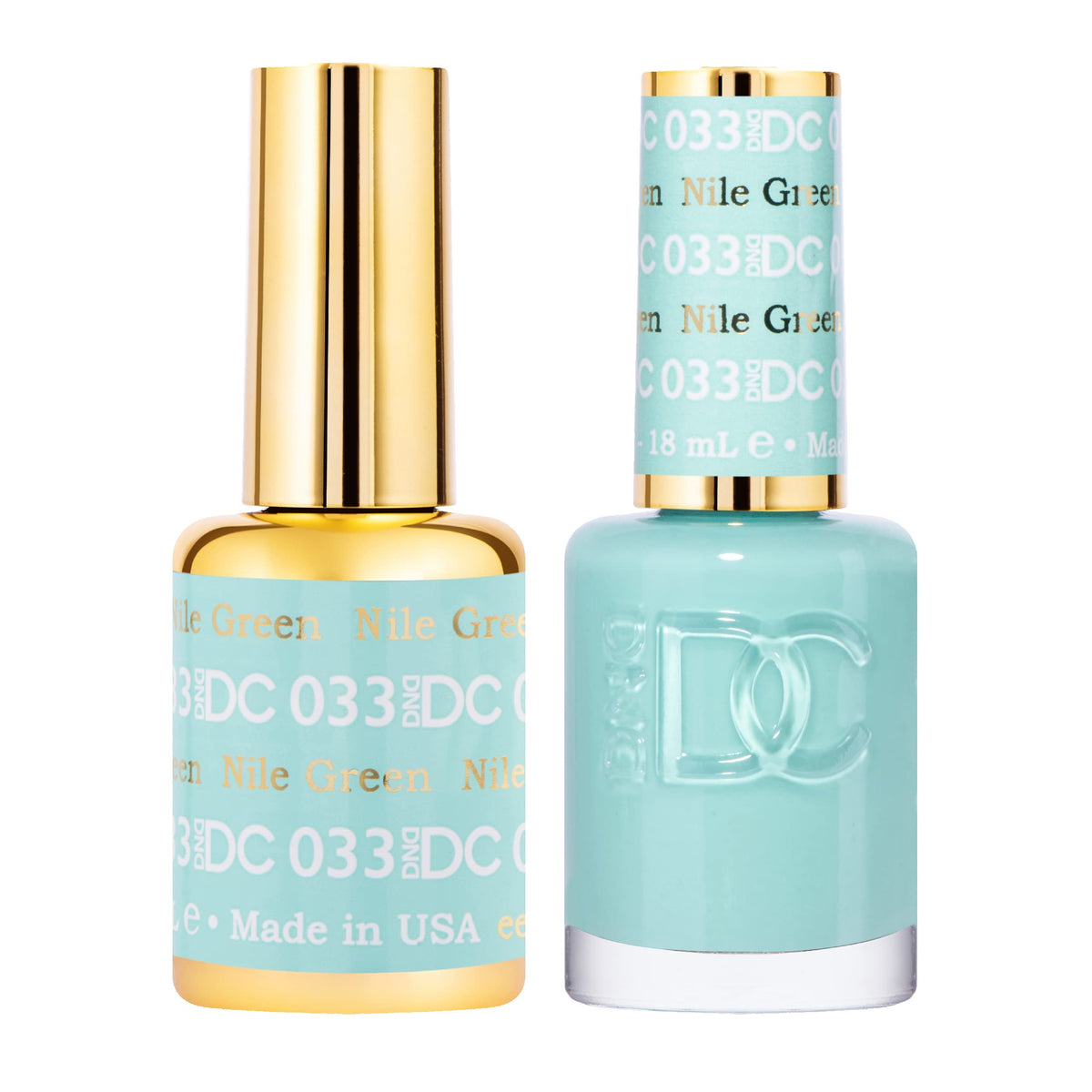 DAISY DND Nile Green gel polish bottle shows vibrant color for long lasting wear