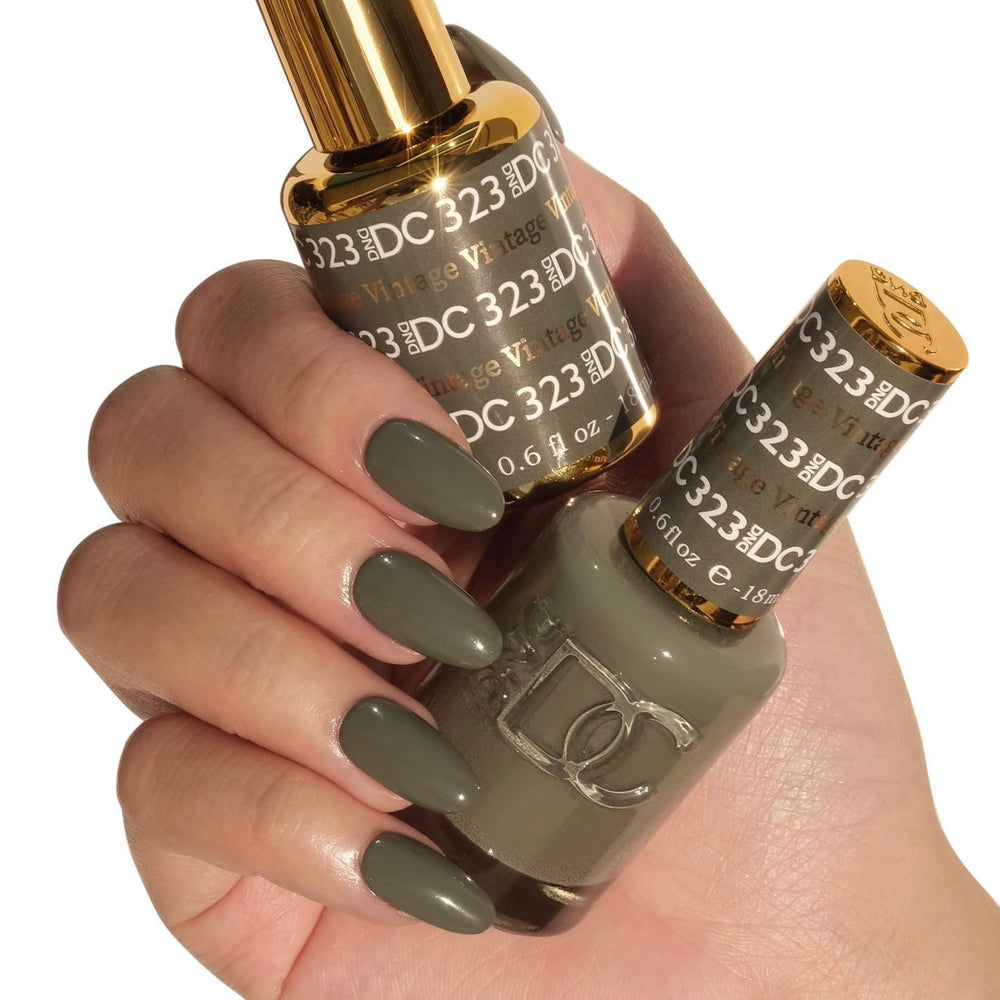 Daisy DND DC Gel Polish Set Vintage 323 packaging, duo-pack for at-home manicures