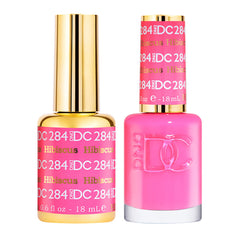 DAISY DND Hibiscus gel polish bottle close-up showing rich, chip-free color.