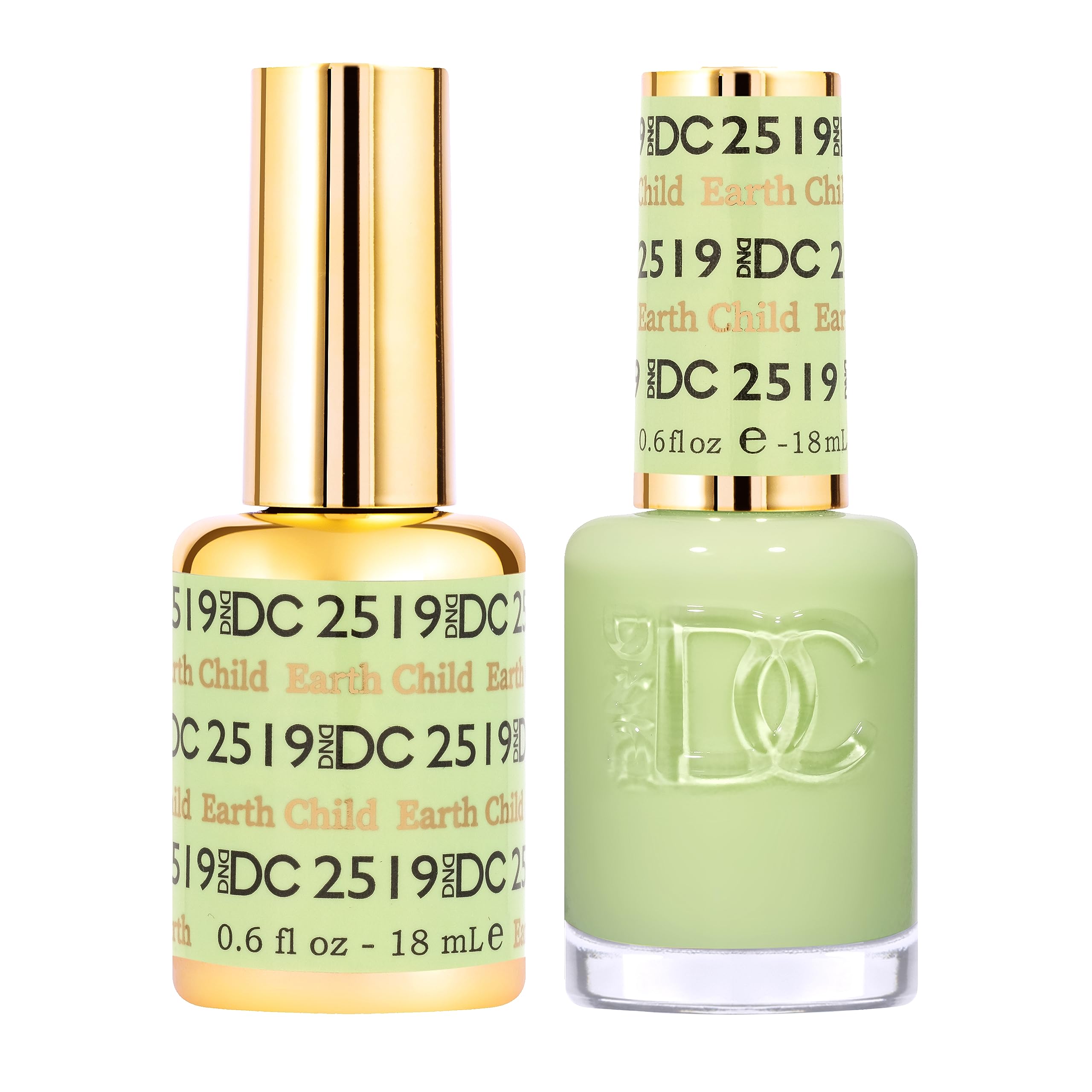 Daisy DND Earth Child gel polish bottle in pastel green for long-lasting color.