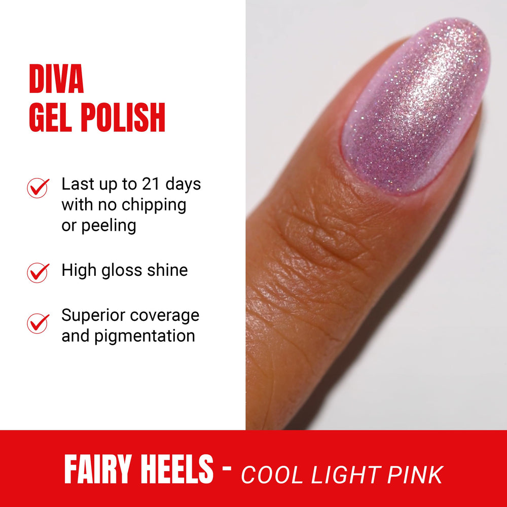 DAISY DND Fairy Heels pink shimmer glitter polish ideal for shimmering nails.