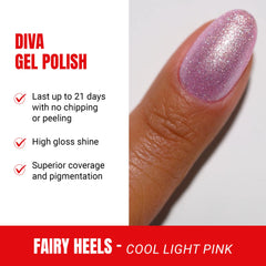 DAISY DND Fairy Heels pink shimmer glitter polish ideal for shimmering nails.