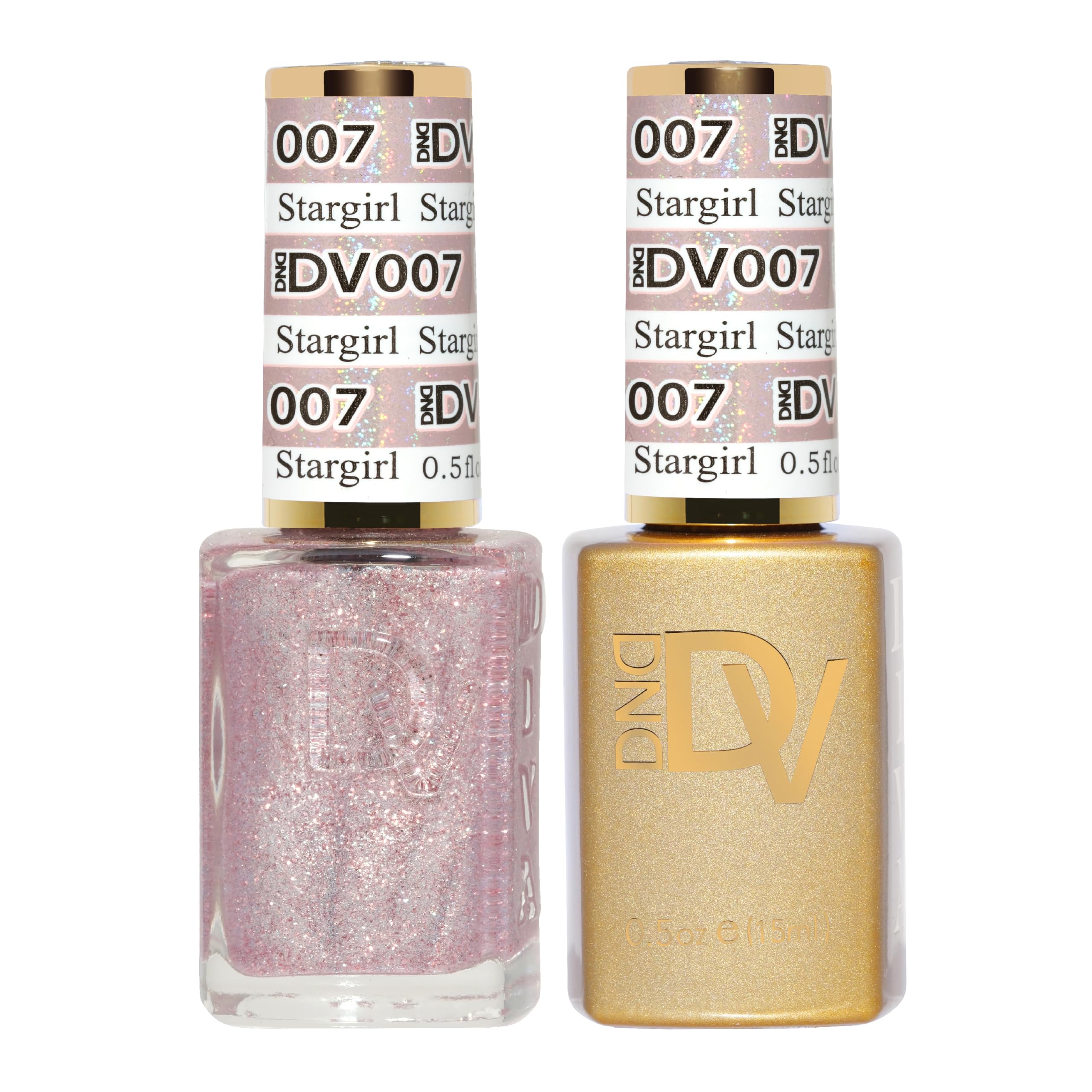 Daisy DND Gel Diva Stargirl bottle with pink glitter for vibrant nails.