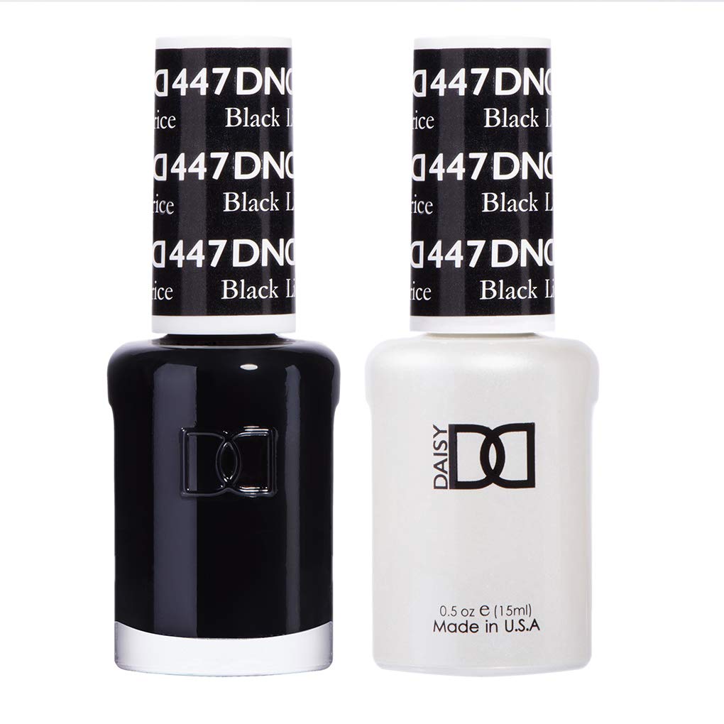 DAISY DND gel polish bottle in Black Licorice with rich color and shine.