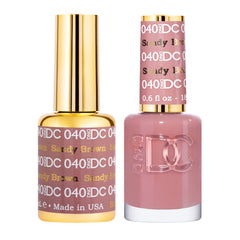 DAISY DND gel polish Sandy Brown 040 bottle for rich, chip-resistant color.