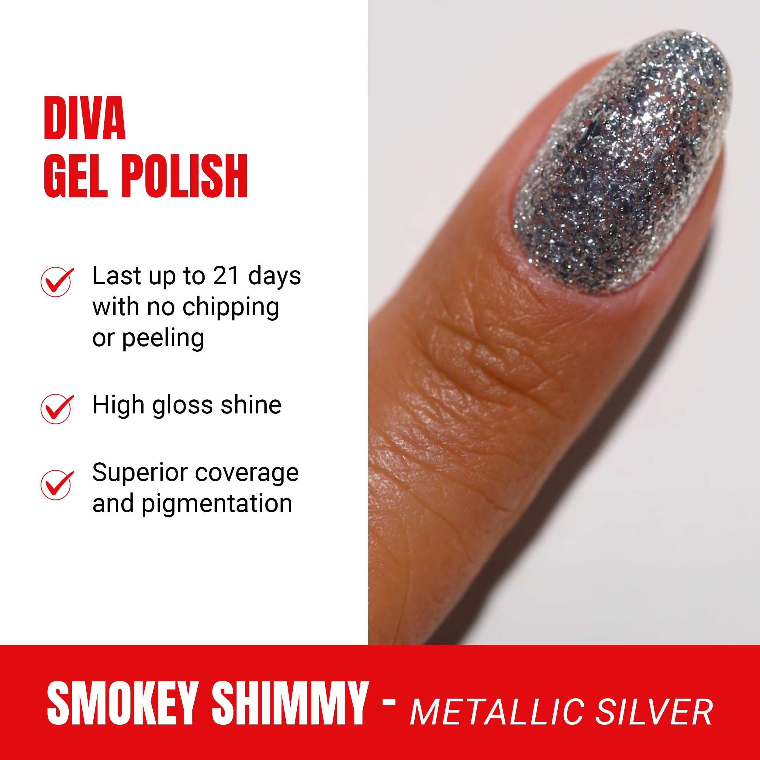 Daisy DND Lacquer Smokey Shimmy swatch highlights quick-dry metallic finish for nails.