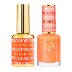 Daisy DND orange gel polish bottle with vibrant pigment for bold manicures