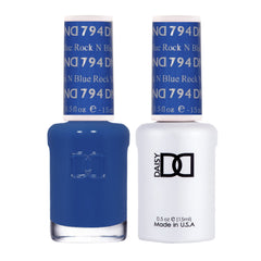Daisy DND Rock n Blue gel polish bottle showing vibrant royal blue color for long-lasting wear.