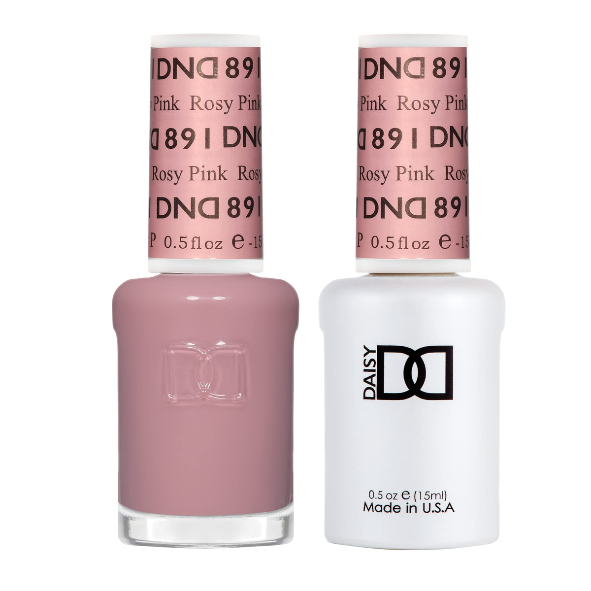 Daisy DND Rosy Pink 891 gel polish bottle with rich color and long wear potential.